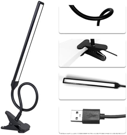 Black LED Easel Lamp Clip-On Art Light for Artists - 3 Colour Modes, 10-Level Dimmable Eye-Care Desk Lamp, Flexible 360° Gooseneck, USB Powered for Painting, Drawing, Headboards, Drafting Tables