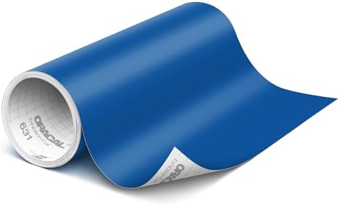 ORACAL 631 Matte Gentian Blue Vinyl Durable Roll Easy to Weed Permanent Adhesive Craft Vinyl for Plotting Machines, Decals & DIY Projects 12” x 15ft + Transfer Tape 12" x 24"