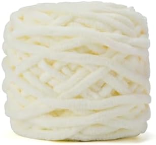Cream Chunky Chenille Yarn, #6 Super Bulky, 3.5 oz/72 Yards