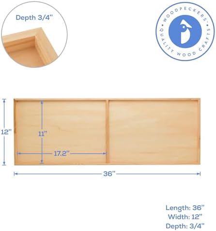 Narrow Wood Canvas 12 x 36 x 3/4-inch, Pack of 2 Wood Sign Blanks with Frame for Panoramic Style Photo Display, by Woodpeckers
