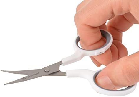 Westcott 16380-001 4" Curved Blade Titanium Embroidery Scissors for Crafting, White/Gray (Pack of 2)