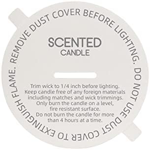 CandMak Candle Dust Covers - 160pcs Printed White Matte Lids with Pull Tab for Candle Making (2.125")