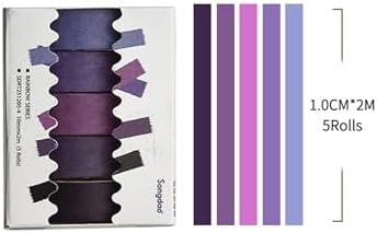 Solid Color Washi Tape Set - 5 Rolls Gradient Rainbow Adhesive Tapes Pastel Arts Decorative Masking Tape Sets for Craft, Kids, Scrapbook, DIY, Gift Wrapping (4-Purple Mist)