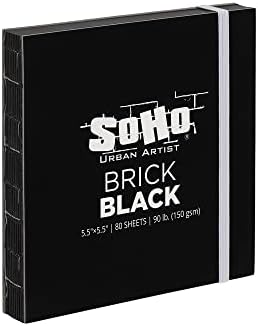 Soho Urban Artist Brick Sketchbook Journals, 20 Pack, for Sketching, Drawing, Colored Pencils, Graphite, and more - Black 5.5"x5.5" (150 GSM, 80 Sheets)