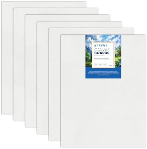 12x16 Canvas Panels 6 Pack, 100% Cotton Pre-Primed Canvas Boards for Painting, Blank White Canvases for Acrylic Oil Watercolor, Art Supplies for Artists Adults