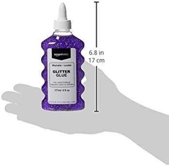 Amazon Basics Liquid Washable Glitter Glue for Making Slime, Art Crafts and School, Assorted Colors (Purple, Pink, Red, Blue), 6 oz Each, 4-Count