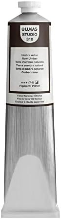 Lukas Studio Artist Oil Color Paints - High-pigment oil paint made with natural binder for artist, painting, & more! - [Raw Umber - 200 mL]