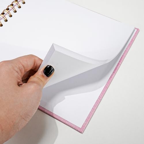 Vienrose 8x8 Inch Scrapbook DIY Small Hardcover Kraft White Pages Scrapbook Photo Album Linen Cover Scrap Book Photo Albums Scrapbooking Supplies Kit for Couple Family Wedding Travel Pink
