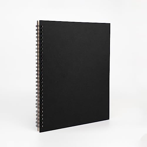 DSTELIN 10 inch x 7.5 inch, 100GSM, Blank Spiral Notebook, 1-Pack, Soft Cover, Sketch book, 100 Pages / 50 Sheets, with writing backboard, (Black)