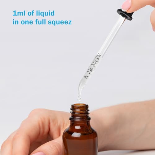 Eye Dropper, 1mL Glass Liquids Pipette Dropper Tool with Measurement Herain