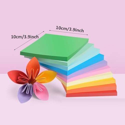 Origami , Colorful Square Origami, DIY Handmade Craft Paper, Origami Paper (10*10cm(100pcs)10-color)