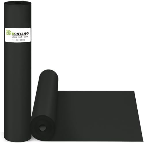 Black Wrapping Paper, 15"×450" Art Craft Kraft Paper Bulletin Board Paper