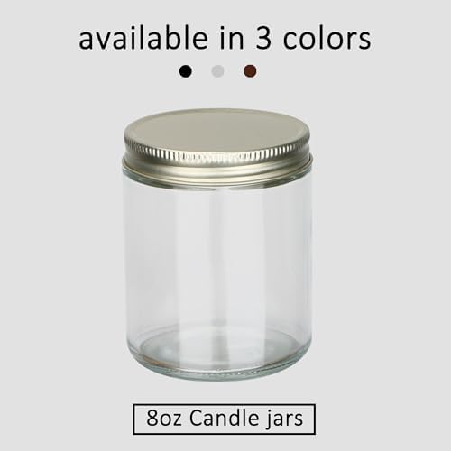 MILIVIXAY 20 Pack 8 OZ Thick Glass Clear Candle Jars with Golden Lids-Bulk Empty Candle Jars for Making Candles-Canning Jar for Spice, Liquid, Sample- Dishwasher Safe.