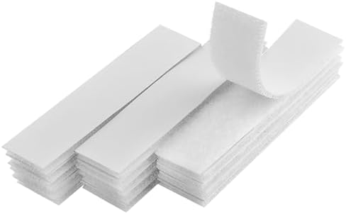 Melsan 1x4 inch Self Adhesive Hook and Loop Strips - 15 Sets - White Sticky Back Tape Fastener, Heavy Duty Mounting Strips for Home or Office Use - Instead of Holes and Screws