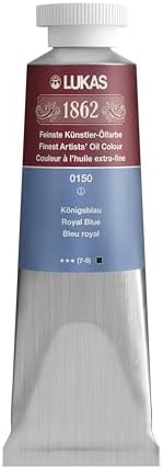 Lukas 1862 Professional German Oil Paint, Royal Blue 37 mL - w/Beeswax & Non-Yellowing Sunflower Oil, Short Drying Time, Smooth, Outstanding Lightfastness