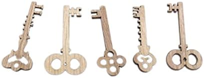 COHEALI 100 Pcs Wood Key Slices Vintage Style DIY Craft Charms for Scrapbooking Handmade Decorations Christmas Tree Ornaments