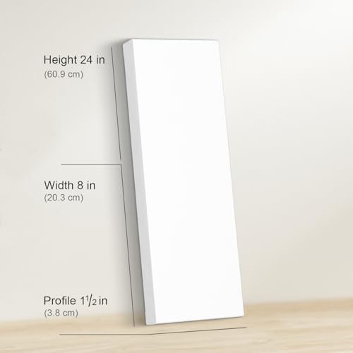 PHOENIX 8x24 Inch 3 Pack Gallery Canvas -1.5 in Thick Long Skinny Canvases for Painting - Deep Edge 100% Cotton 11 Oz. Gesso Primed White Blank Professional Canvas Oil & Acrylic Paints