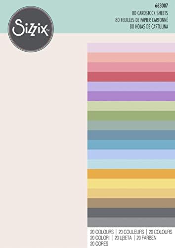 Sizzix Surfacez - Cardstock, 8 1/4" x 11 3/4", 20 Assorted Colors, 80 Sheets, 663007