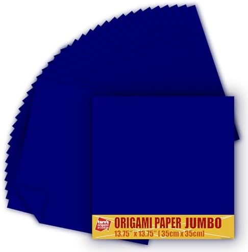 [Taro's Origami Studio] TANT Jumbo 13.75 Inch (35 cm) Double Sided Single Color (Navy) 20 Sheets (All Same Color) for Beginner to Expert (Made in Japan)