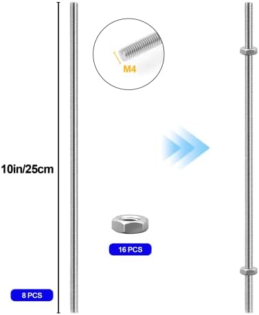 M4 Threaded Rod with Hex Nuts, 10" Stainless Hangers & Stakes