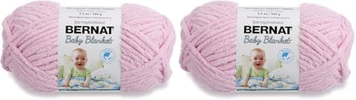Bernat Baby Blanket Yarn, 3.5oz, Super Bulky 6 Gauge - Pink - Single Ball Machine Wash & Dry (454533) (Pack of 2)