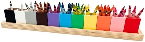 Wooden Crayon & Colored Pencil Holder, 11 Cups, Classroom (Large)