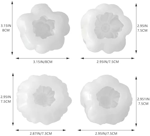 4 Pack 3D Flower Silicone Molds,DIY Candle Soap Making Cake Decorating