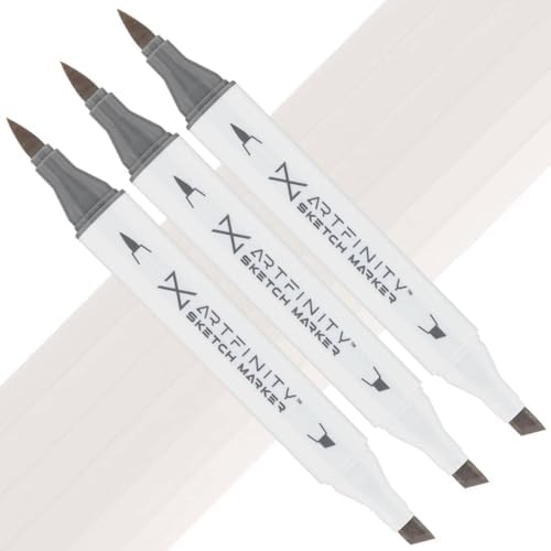 Artfinity Sketch Markers - Set of 3 - Warm Gray 1 WG1, Vibrant, Professional, Dye-Based Alcohol Markers for Artists, Drawing, Travel, & More