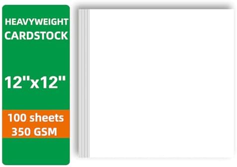 100 Sheets White Cardstock 12x12 Thick Paper 130lb/350gsm