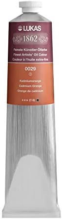 Lukas 1862 Professional German Oil Paint, Cadmium Orange 200 mL - w/Beeswax & Non-Yellowing Sunflower Oil, Short Drying Time, Smooth, Outstanding Lightfastness