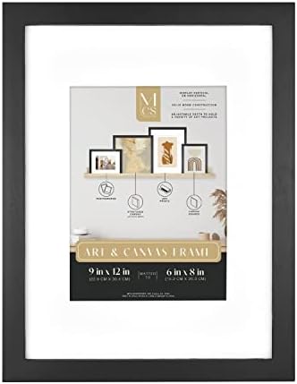 MCS Gallery Wooden Frame, 9x12 Matted to 6x8, Black