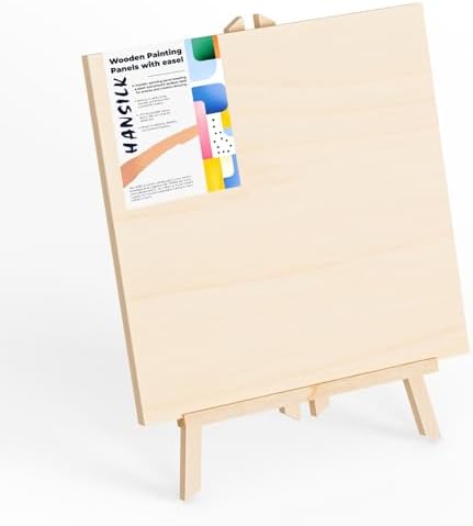 Wooden Canvas Panels with Easel Set – Complete Art Supplies for Artists, Includes 16x9 Easel, 12x12 Wooden Canvas Panels for DIY Crafts-Spring Family Fun