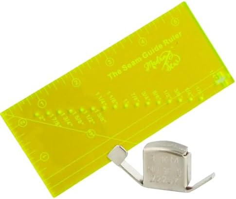 Madam Sew Seam Allowance Ruler & Magnetic Seam Guide for Sewing Machine | Perforated Seam Guide Ruler & Gauge for Perfect 1/8”- 2” Straight Line Hems | Includes 1/4” Pivot Point & 45 Degree Trim Line