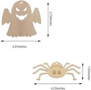 60PCS Unfinished Blank Wooden Halloween Cutouts Craft for Kids | suit for Children's Painting DIY Room Decoration Gift Giving Surprise (Halloween)