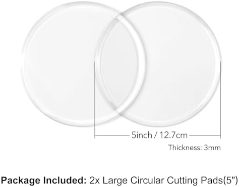 2 Pack Large Circular Cutting Pads for Die Cutting Machine, 5" Warp-Resistant Clear Circular Cutting Pads, Transparent Polycarbonate Plastic Round Cutting Plates for Embssoing Scrapbooking & Crafts