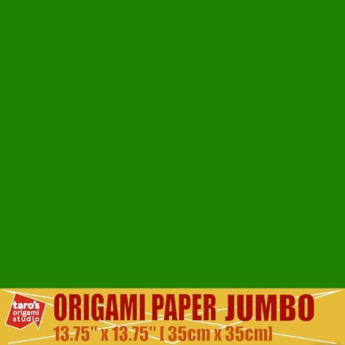 [Taro's Origami Studio] TANT Jumbo 13.75 Inch (35 cm) Double Sided Single Color (Dark Green) 20 Sheets (All Same Color) for Beginner to Expert (Made in Japan)