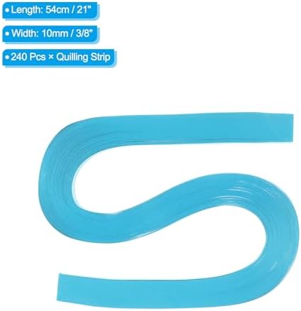 PATIKIL 240pcs Quilling Strips Paper 3/8"(10mm) 21"(54cm) Origami Paper Quilling Strip for Art DIY Hand Craft Christmas, Aquamarine Blue