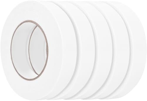 Double Sided Foam Tape 1In x 16.5FT 5 Pack, Mounting Tape Heavy Duty, Strong Adhesive Weatherproof Seal Strips for DIY Craft Picture Poster, Car & Gap Filling Mountings, Home Office Decor (White)