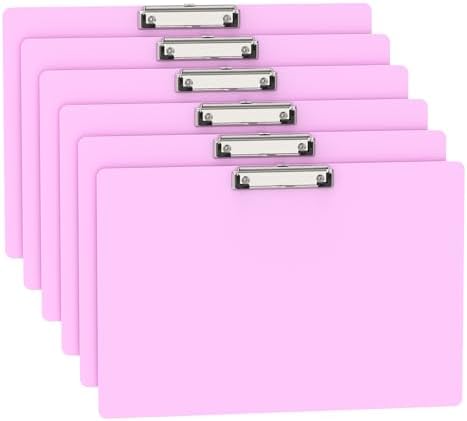 Extra Large 11x17 Clipboards, Plastic Pink Drawing Boards, Horizontal Clip Board, Landscape Layout. Suitable for Watercolor, Sketching, Painting. Art & Drafting Supply(Pack of 6)
