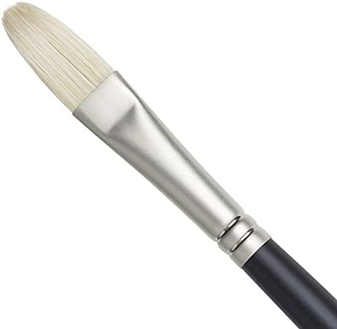 Winsor & Newton Artists' Oil Hog Paint Brush, Long Handle Size 8, Filbert | Handcrafted with interlocked Chungking bristles; Have spring, stiff, & flagged allowing large amounts of colour to be carried