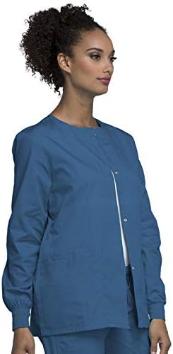 Cherokee WW Originals Scrubs Jacket for Women Snap Front 3 Pockets