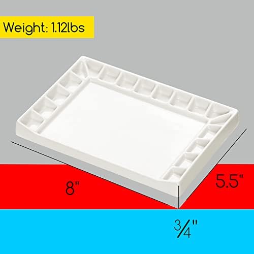 MEEDEN Ceramic Watercolor Paint Palette: 18-Well Artist Paint Mixing Tray
