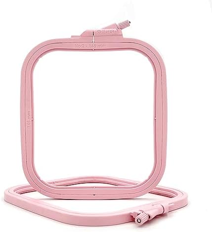 Nurge Square Embroidery Hoop - Plastic Cross Stitch Frame for Needlepoint & Embroidery - Adjustable Craft Hoop - Pink - No:2 (Small)