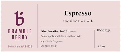 Bramble Berry Espresso Fragrance Oil 2 oz | Bold Coffee Scent for Soap Making, Candles, Lotion, Bath Bombs & Coffee Scrubs | Skin Safe, Vegan, Paraben & Phthalate Free, DIY Craft Essential | Bold coffee fragrance oil for soap making, candle making, lot...