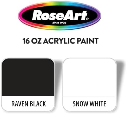 RoseArt 16oz Snow White & Raven Black Acrylic Paint Set