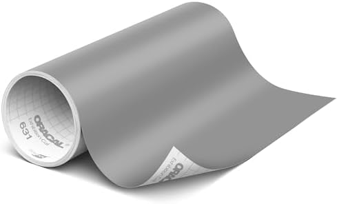 ORACAL 631 Matte Grey Vinyl Durable Roll Easy to Weed Permanent Adhesive Craft Vinyl for Plotting Machines, Decals & DIY Projects 12” x 10ft
