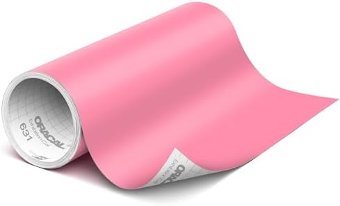 ORACAL 631 Matte Soft Pink Vinyl Durable Roll Easy to Weed Permanent Adhesive Craft Vinyl for Plotting Machines, Decals & DIY Projects 12” x 15ft + Transfer Tape 12" x 24"