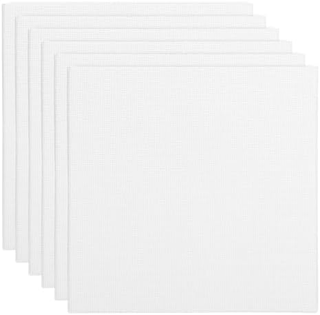 PATIKIL 4x4 Canvas Boards for Painting, 6 Pack 100% Cotton Square Triple Primed Stretched Blank Art Canvas Panel Bulk Thin for Acrylic, Oil, Tempera Paints, White