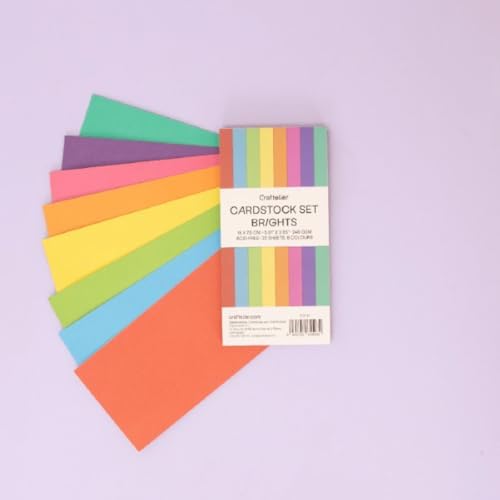 Craftelier - Brights Cardstock | Pack of Colored Cardstock | Colored Paper for Crafts, Scrapbooking, DIY Projects | 32 Sheets, Double-Sided, 5.91" x 2.95", 8.47oz