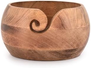 NIRMAN Wooden Yarn Bowl Portable Knitting Yarn Bowl Christmas Gifts for Women Knitting Crochet Knit Picker Yarn Bowl (7" x 7" x 4'')